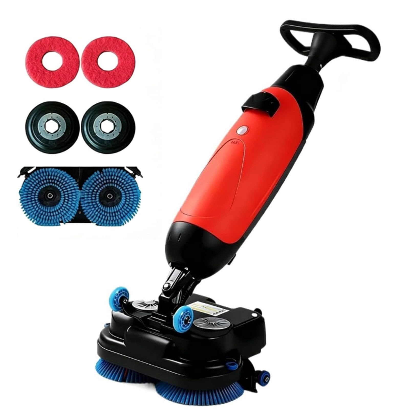 Hydravex Red Walk Behind Floor Scrubber Dryer, 2X250w Brush Power & 4.5L+7.5L Dual Tanks, Coverage 13000 Sqft/H, Lightweight Electric Floor Cleaner For Wooden Floors, Tiles, Terrazzo, Marble, Cement Floors