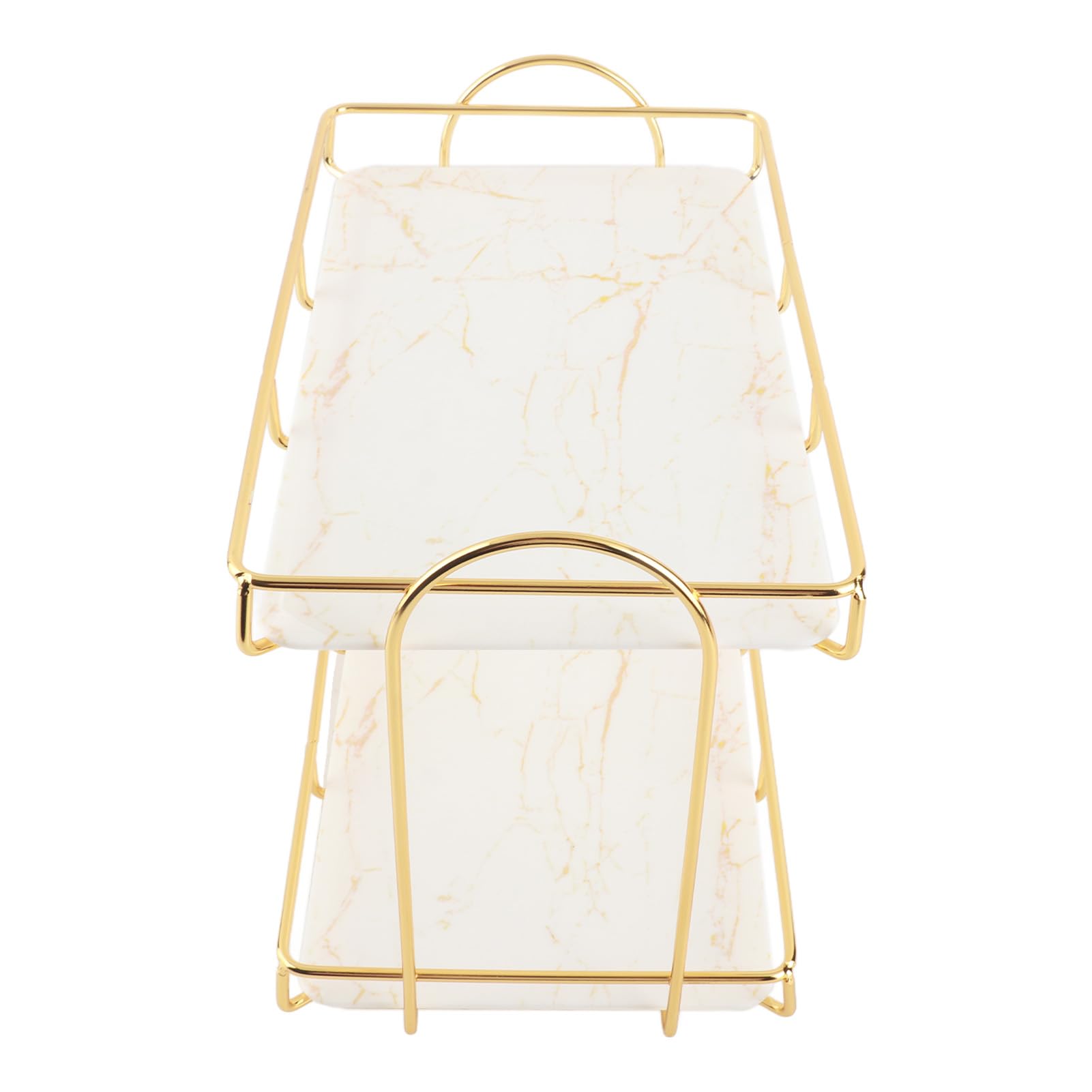 Asixxsix Organizador de baño, Bandeja de tocador Multiusos de 2 Niveles con Revestimiento Dorado para lociones, Maquillaje, cosméticos, perfumes, detergente y Especias, Dorado (L)