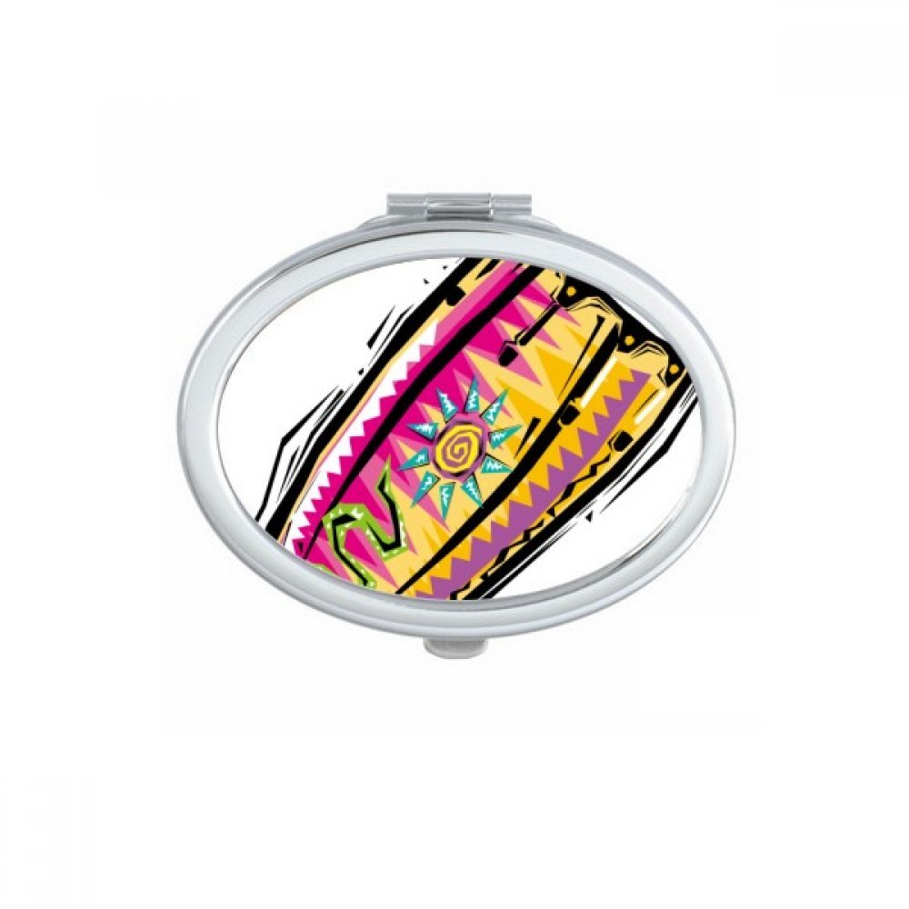 Miroir de poche ovale mexicain peint à la main maquillage compact portable multicolore