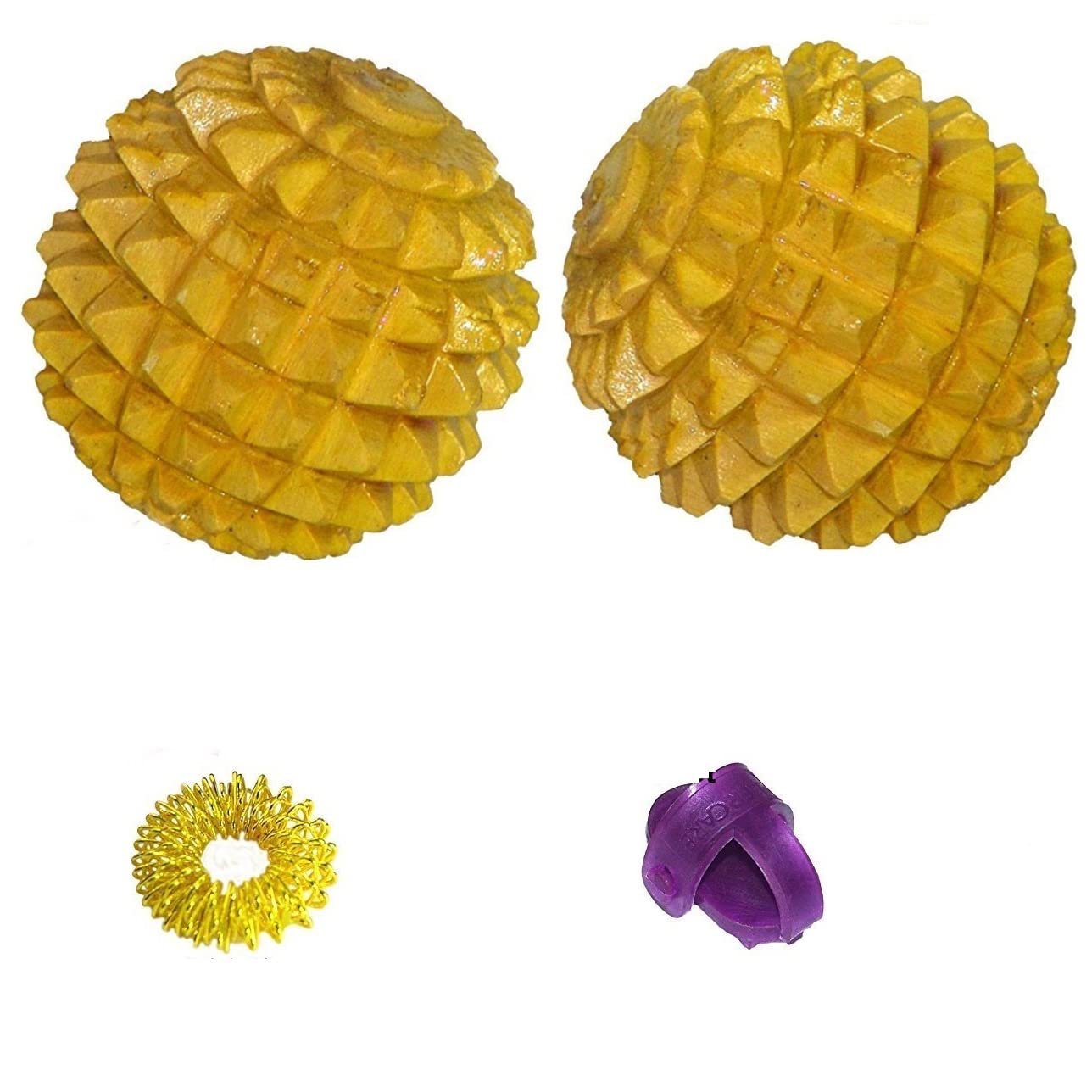 AHCS Wooden Hand/Foot Pointed Acupressure Ball Massager for Acupressure Health Care Systems (Set of 2 Pieces)