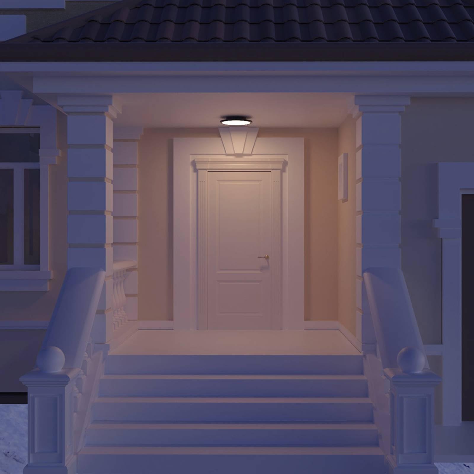 Lucande Plafoniere LED con sensore di movimento (Moderno) colore Nero, in Alluminio lampadina inclusa lampada da esterni per giardino terrazzo balcone e casa plafoniera