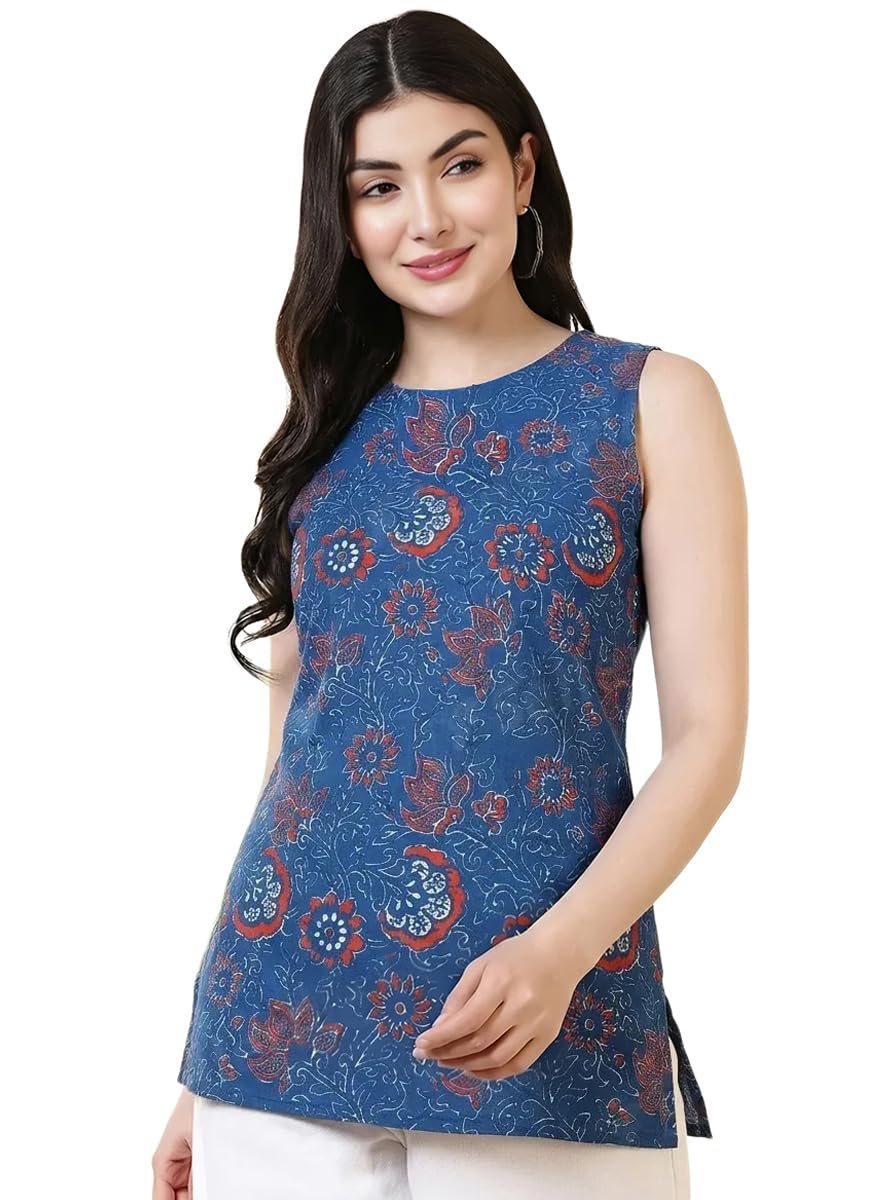 pinkmint Women’s Printed Sleeveless Top for Women & Girls | Pure Cambric Cotton Fabric | Regular Fit | Soft, Breathable| Ideal for Casual, Daily, Office & Summer Wear (Available in Plus Size)-picture-19