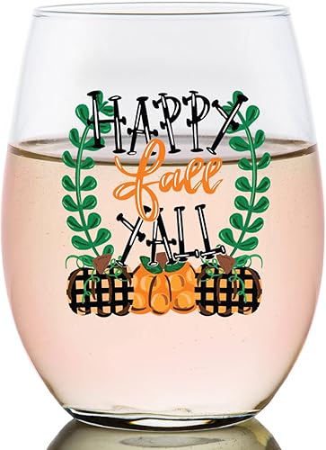 Toasted Tales Happy Fall Yall Cristalería navideña de temporada de vidrio de otoño Bonito vaso de vidrio Regalos novedosos para ella Fin de