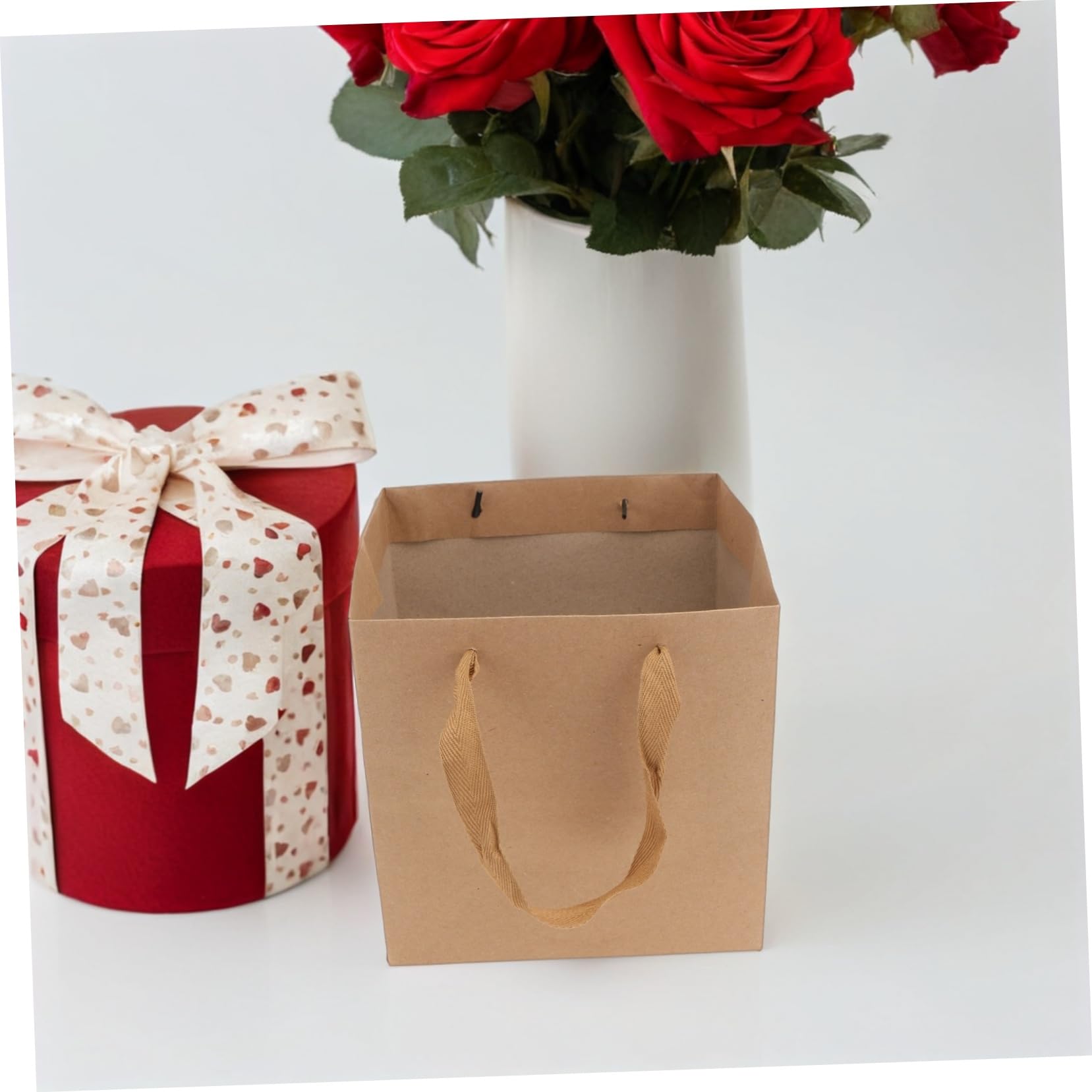 PRETYZOOM Bolsas de Papel Cuadradas con Asas 25x25x25 Cm para Flores Pasteles Bodas 10 Unidades