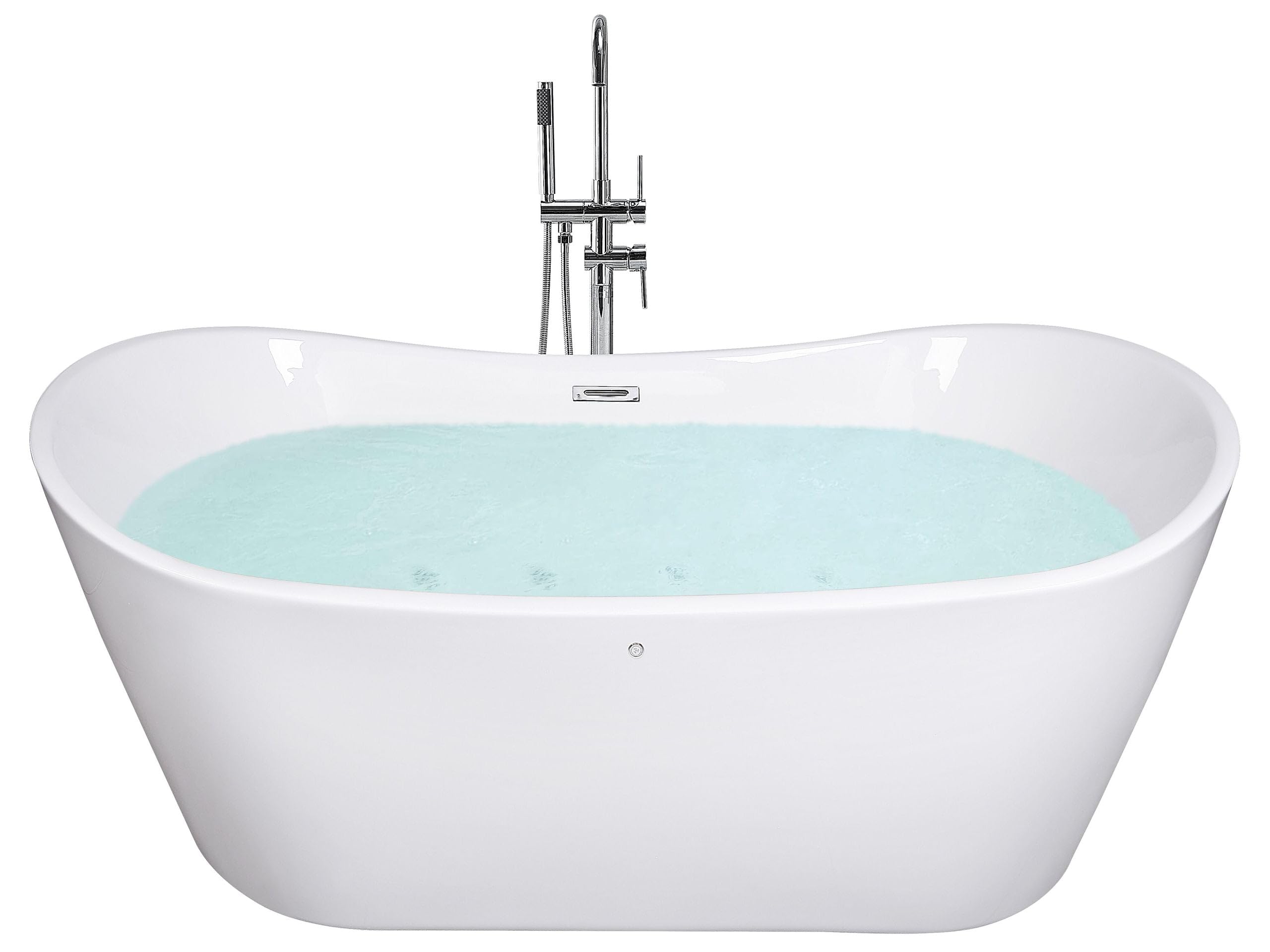 Bañera independiente de acrílico blanco plateado con rebosadero 180 cm moderno Antigua