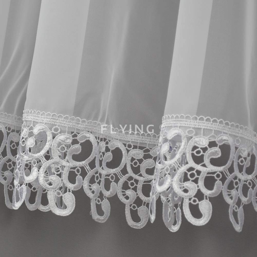 FKL Balcony Curtain Beautiful Voile Curtain with Ruffle Tape Guipure Curtains with Ruffle Tape Modern Curtains White Living Room Long White LB-20 (250 x 400 cm) - Image 2