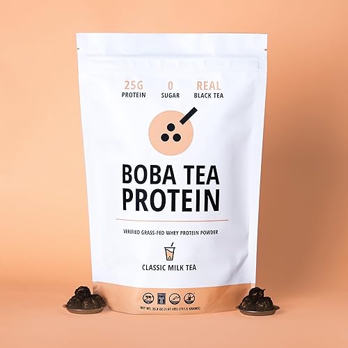 Miniatura 6 de Polvo de proteína de té de leche clásico  0.88 oz de proteína de suero de leche en polvo aislado  Bebida de proteína de té de burbujas sin gluten y