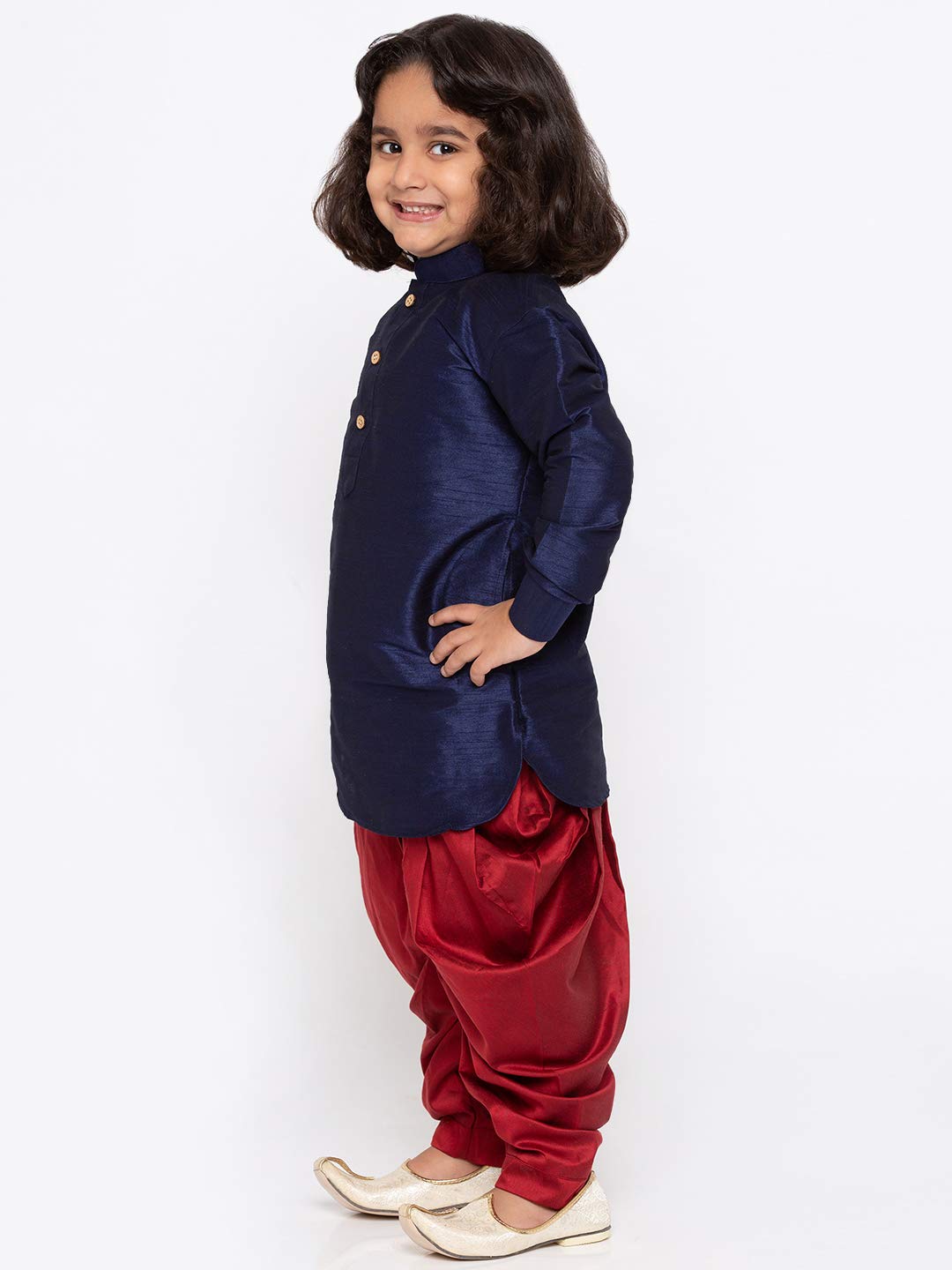Jbn Creation Boys Silk Blend Navy Blue And Maroon Kurta And Dhoti Set - Elegance For Festivals_Vasbuk001Buncdma_36