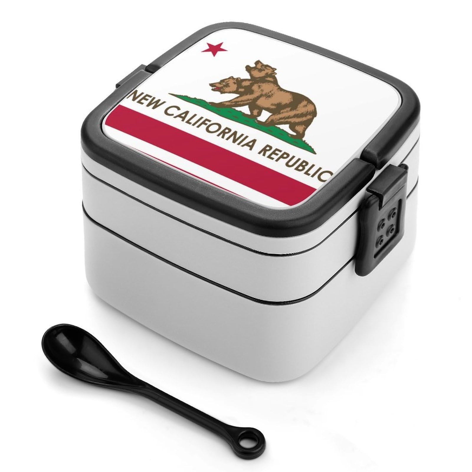CGSBNGHA Flag of New California Republic Bento Lunch Box 2 Layer Lunchbox Food Container for Adults Office