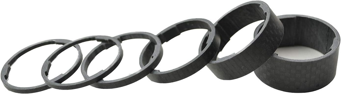 Worlds LIGHTEST Bicycle Carbon Headet Spacers Set 1-1/8" 2,3,5,10,15,20mm Matte Flat Finish