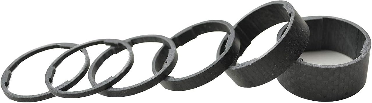 Worlds LIGHTEST Bicycle Carbon Headet Spacers Set 1-1/8" 2,3,5,10,15,20mm Matte Flat Finish