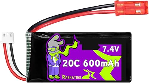 Miniatura 7 de Baterías JST 20C de 7.4V 600mAh para DEERC F35 4 canales sin escobillas RC avión para adultos Control remoto Avión EDF Fighter Jet, 2.4GHz 6 ejes