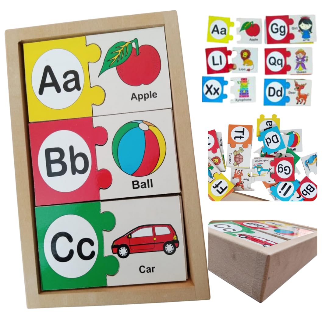 Toyjos Alphabet Matching Wooden Colorful for Kids – Fun Learning Toy for Toddlers & Preschoolers | Early Education for Kids and Toddler Baby | Learning Puzzle | Educational Puzzle
