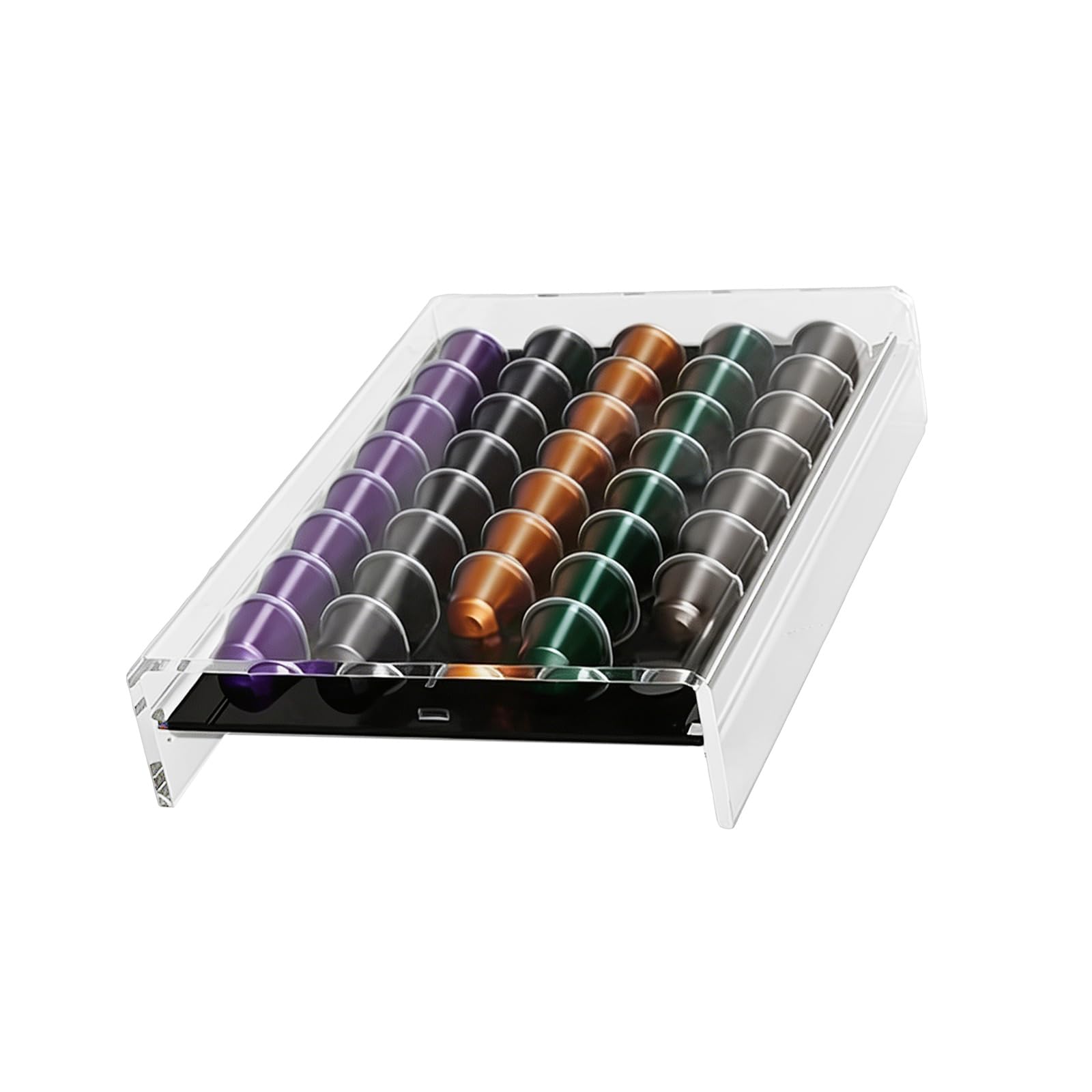 yanzunlrn Practical Large Capacity ABS Coffee Pods Storage Stand with 40 Slot ABS Construction Drawer Perfect for Use Space Saving Coffee Medication Stand