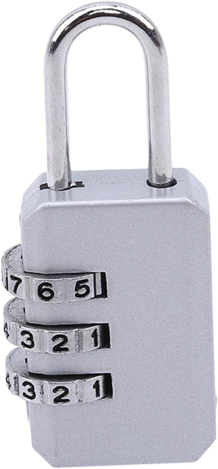 Silver Portable Luggage Locks 3 Digit Combination Padlocks Number Code Locks for Notebook, Combination Padlocks
