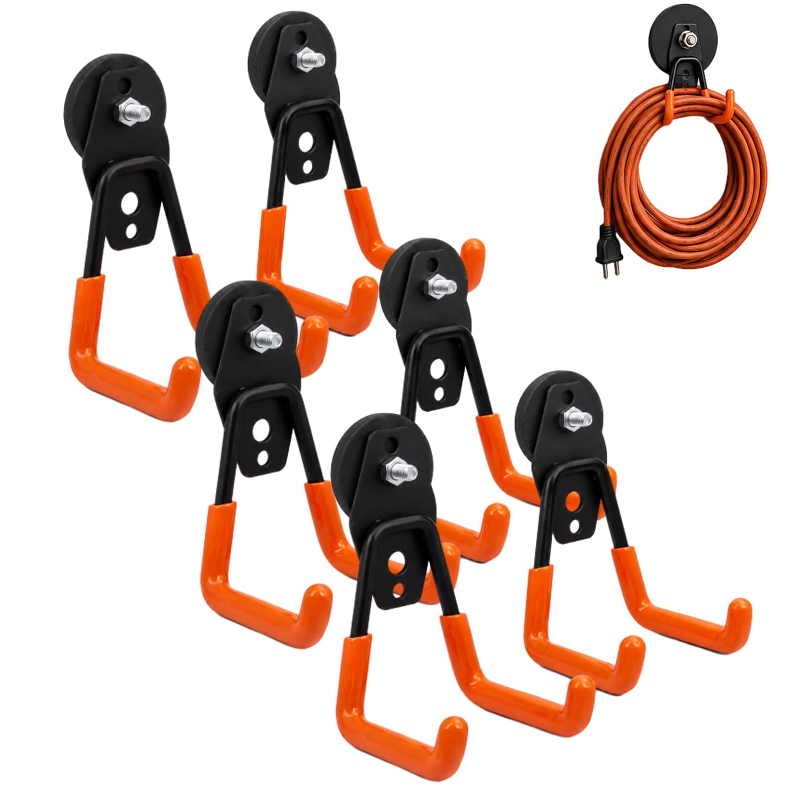 FlyShangUgo Heavy-Duty Magnetic Double-Claw Hook, Strong Utility Van Organization, Double Hooks for Garage, Heavy Duty Magnetic Attachment for Hanging Tools and Organizing Equipment (6, M)