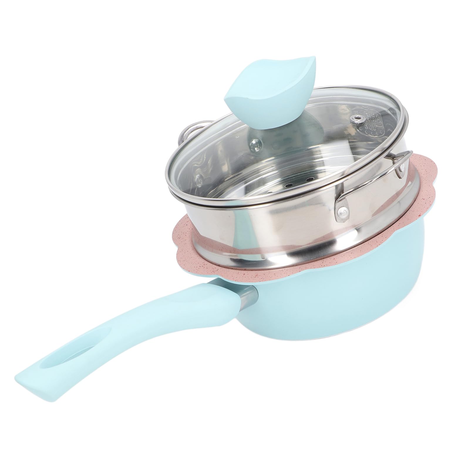 RIZGHWOY Piccola Casseruola Antiaderente con Cestello per Cottura a Vapore per Alimenti per Bambini, Distribuzione Uniforme del Calore - Lega di Alluminio [1 Set X Casseruola] (Stile 2)