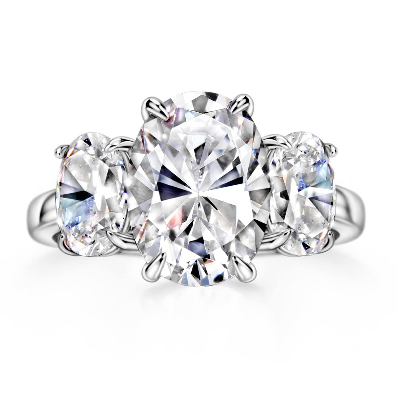 Michooyel Anillo de compromiso S925 de 5,6 quilates de corte ovalado con 3 piedras, anillo de compromiso de boda, anillo de boda de plata de ley para mujer