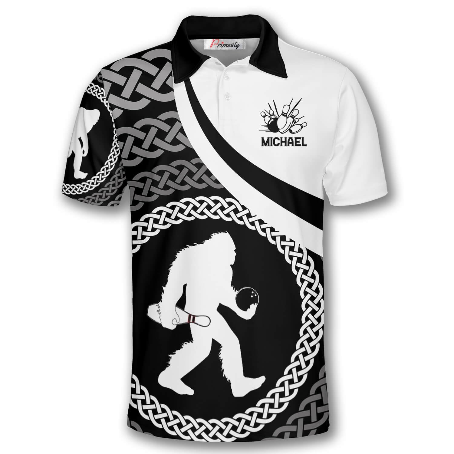 PRIMESTY Bigfoot Bowling Shirts for Men and Women, Custom Bigfoot Bowling Polo Shirts, Personalized Bigfoot Bowling Jerseys