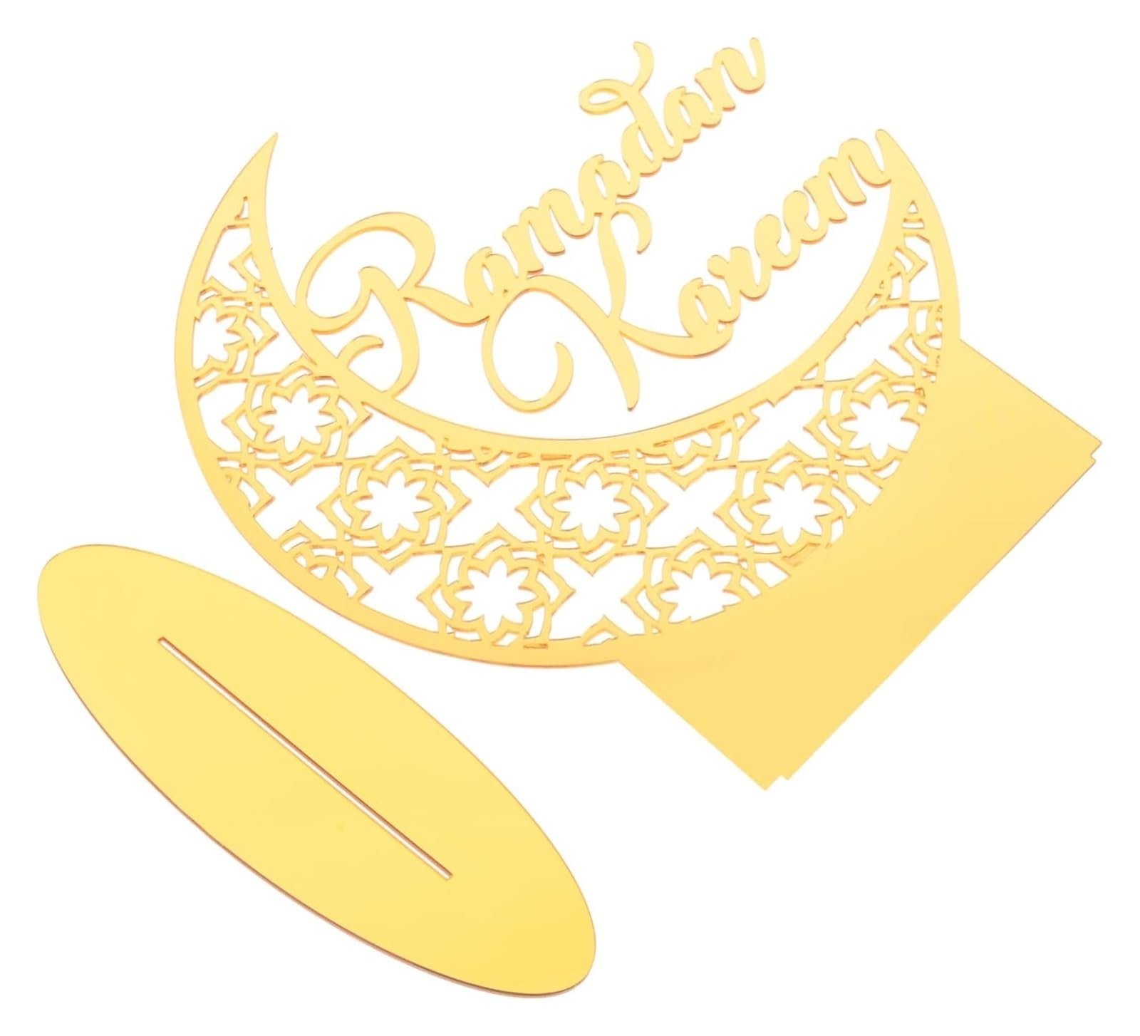 Ptrecniok Ramadan Decorations For Home Table， Crescent Letter Table Star Garland Eid Banner Mubarak Decor Plates(Golden 1)
