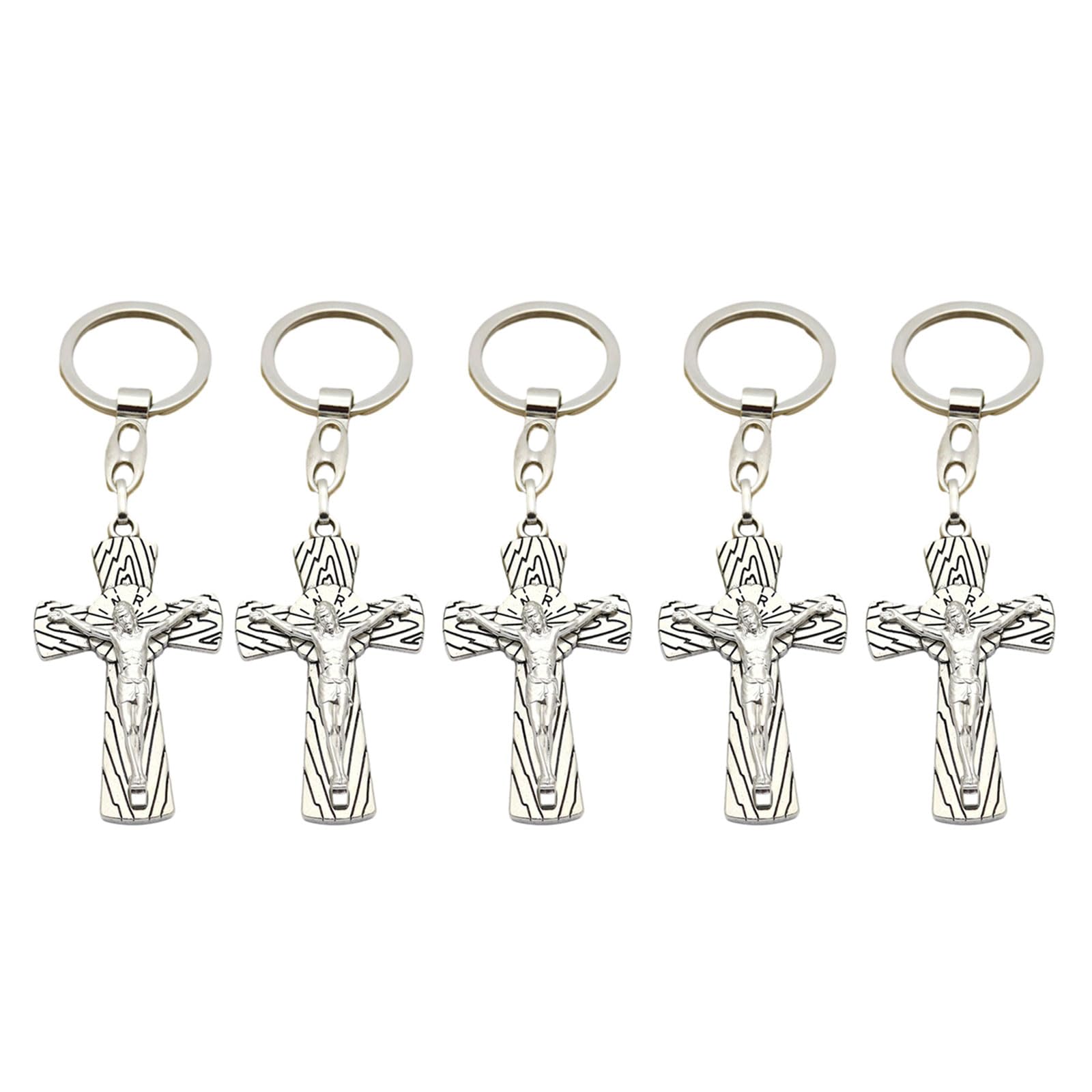 Tsophreniq 5PC Charm Cross Pendants Keychains Keyrings Bag Car KeyChains Rings Pendants