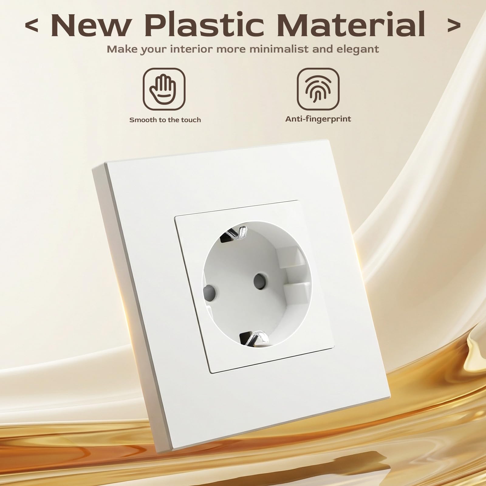 BSEED Enchufe pared, 16A 250V Schuko Enchufe Doble Simple on Panel de Plastico, 2 Gang, Blanco