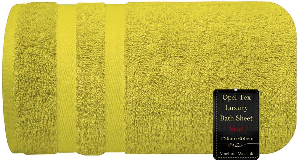 Super Jumbo Bath Sheet (100cm x 200cm-600GSM) 100% Egyptian Cotton Extra Large Bath Towel Super Soft Hotel Quality Towel Quick Dry XXL Bath Sheet Big Towels & Beach Towels (Lemon)
