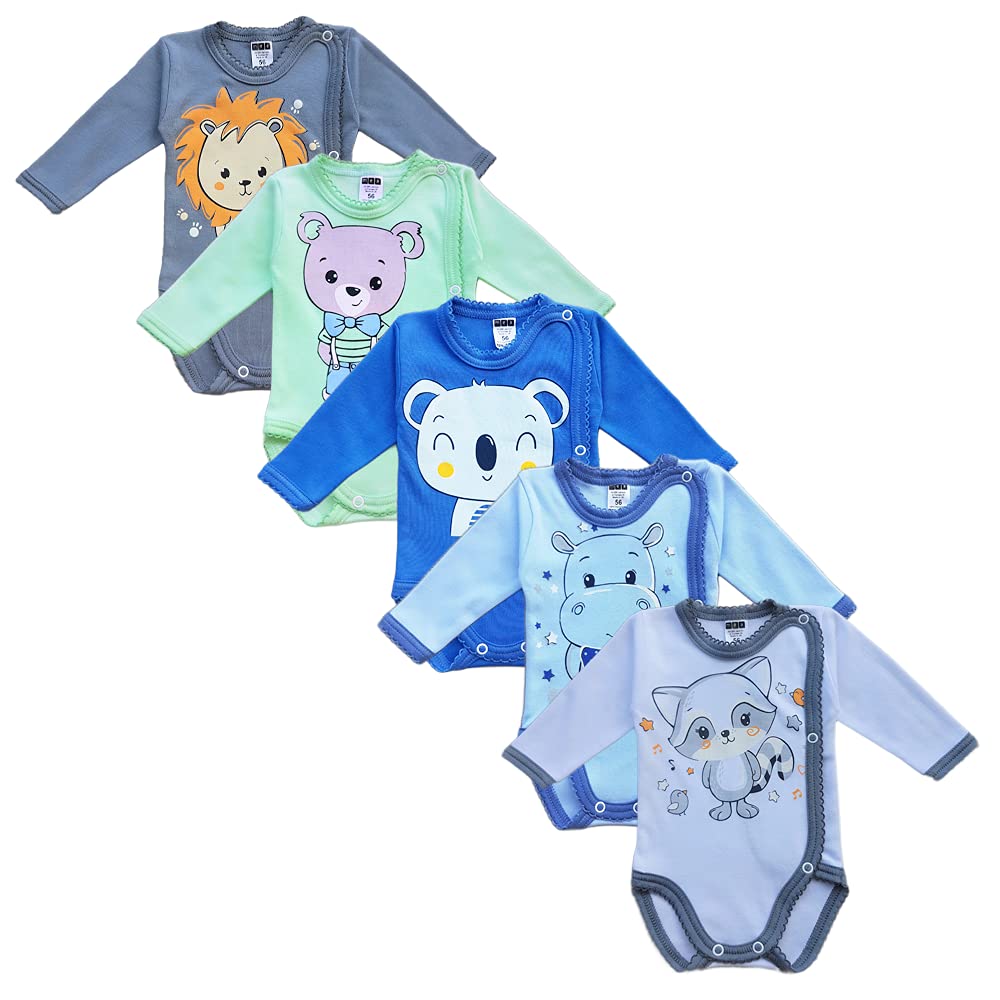 MEA BABY Body unisex de manga larga para bebé con estampado de 5 unidades