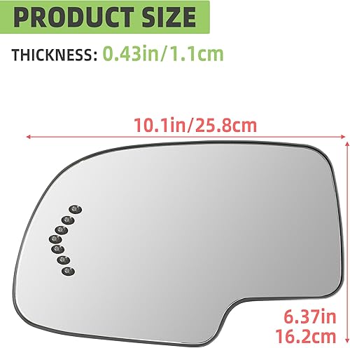 Miniatura 2 de RACOONA Espejo lateral, espejo calefactable del lado del conductor, espejo lateral izquierdo y derecho del conductor, espejo convexo exterior del