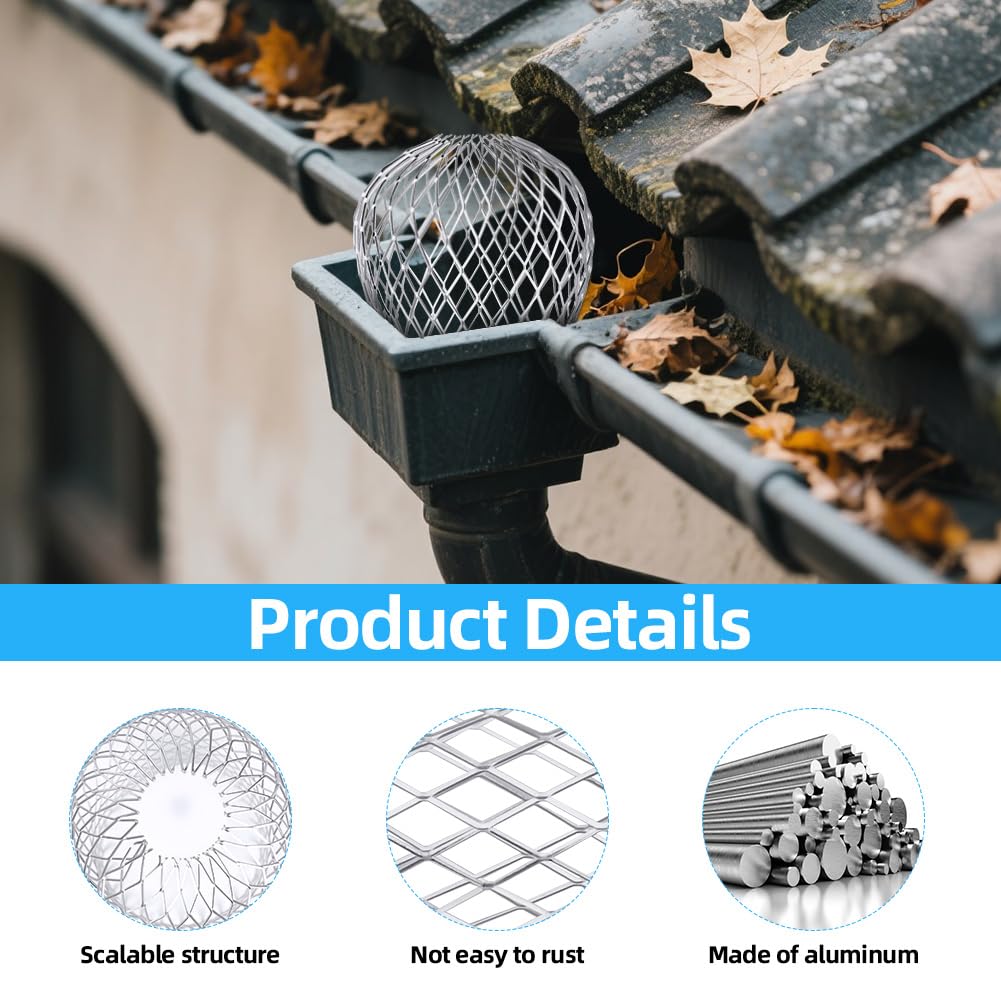 vsshe 6 Pcs Aluminum Gutter Guards, Metal Gutter Downspout Guard with 10 cable ties - Image 3