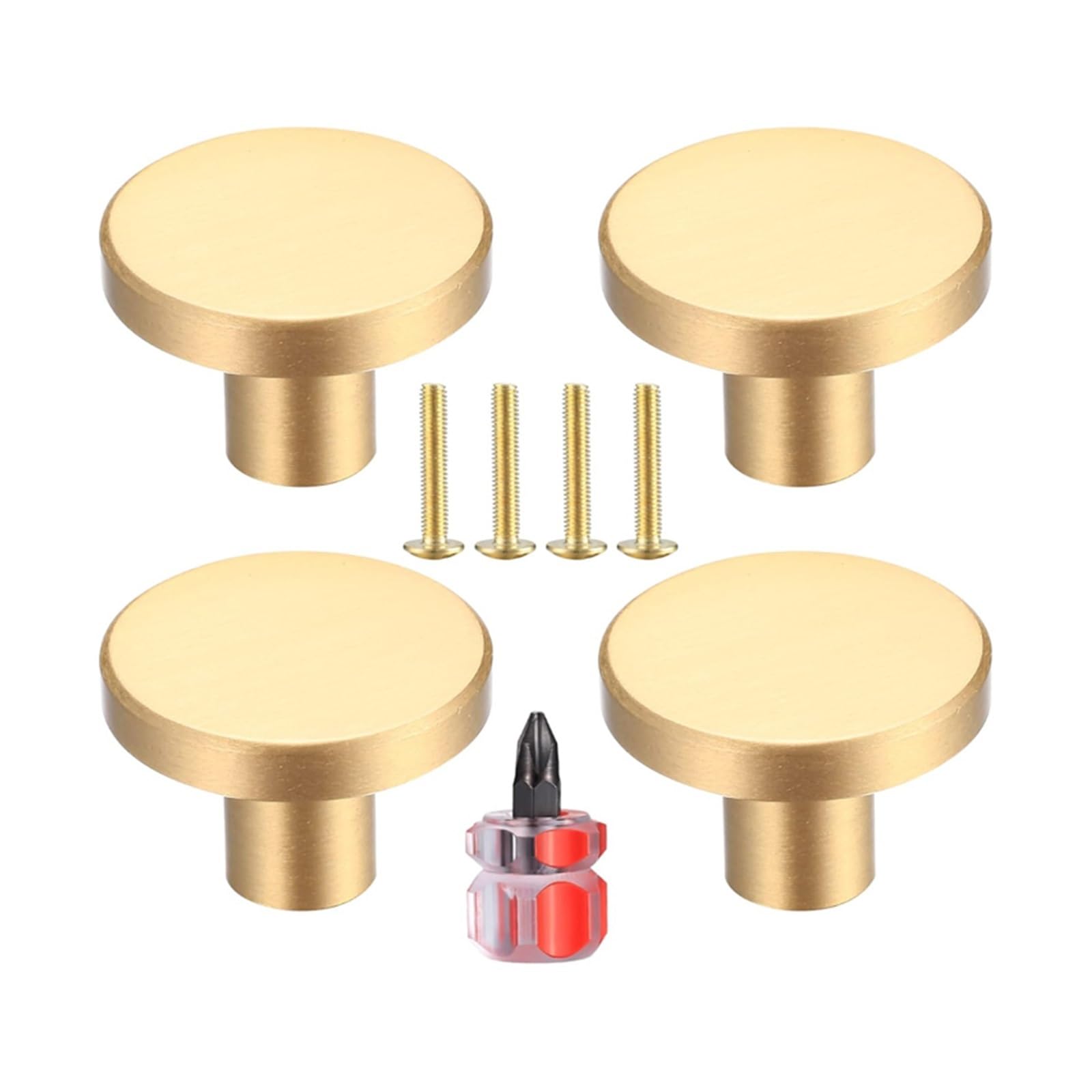 Xavren Gold Round Cabinet Knobs 10Pcs 30Mm Round Aluminum Cabinet Knob With Screws