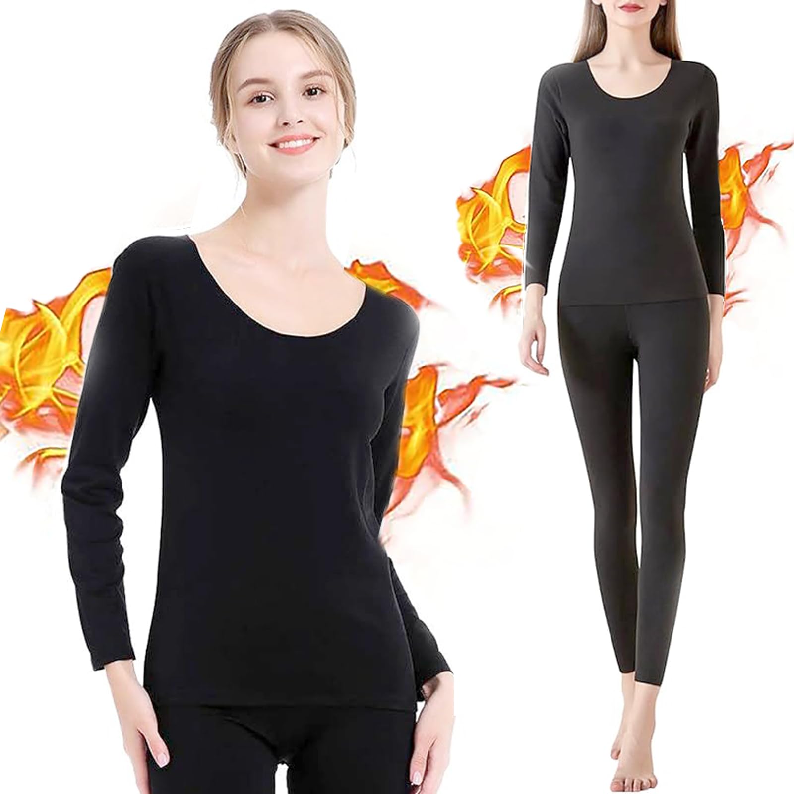 BananaHomeWomen Thermal Underwear Set,Thermal Long Johns Top & Bottom Set,Women Thermal Base Layer Long Sleeve sleepwear,Compression,Cycling,Skiing,Training, Hiking,Outdoor Sports