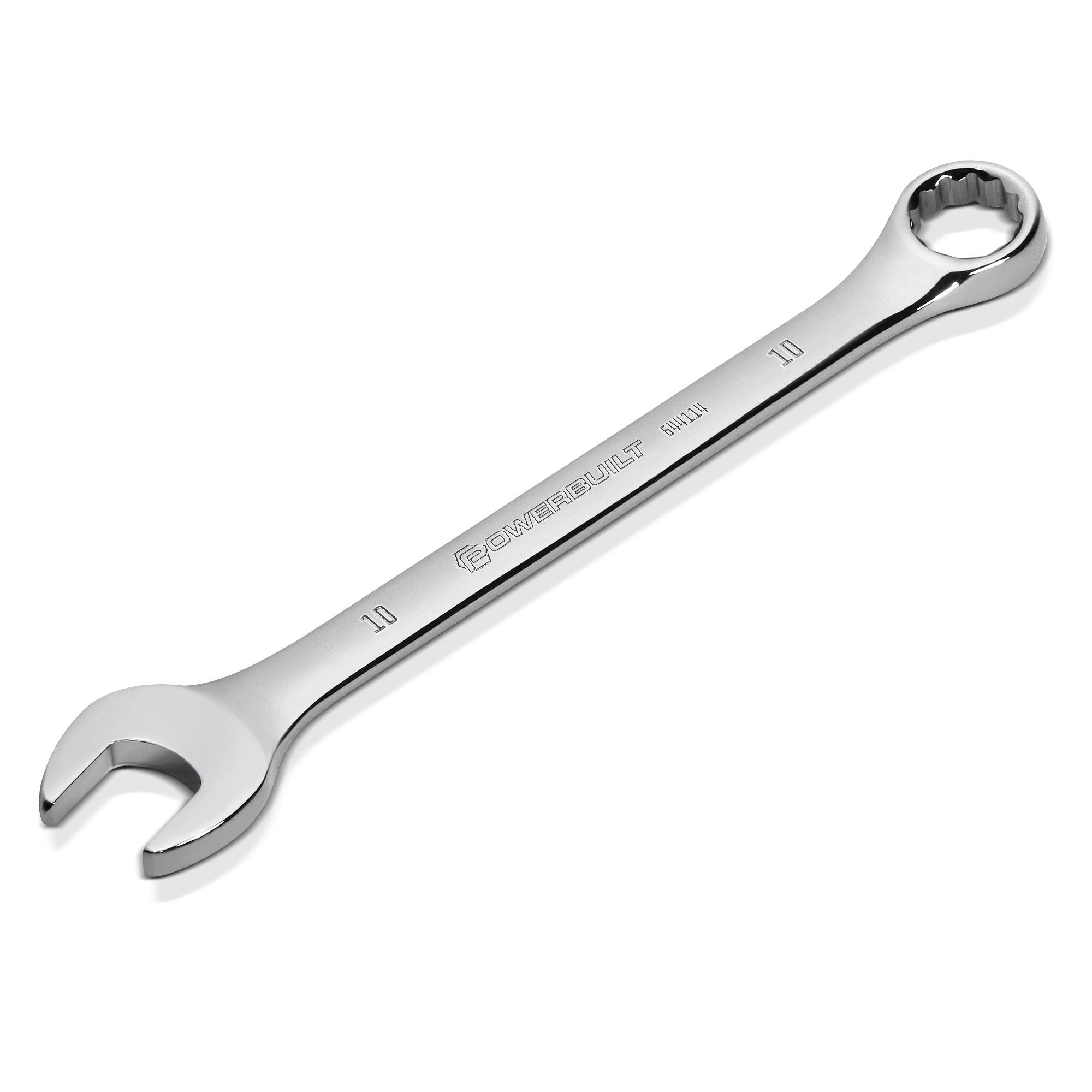 Powerbuilt 10mm Combination Wrench, Metric 12 Point Double Ended Box and Open End, 15 Degree Offset - 644114