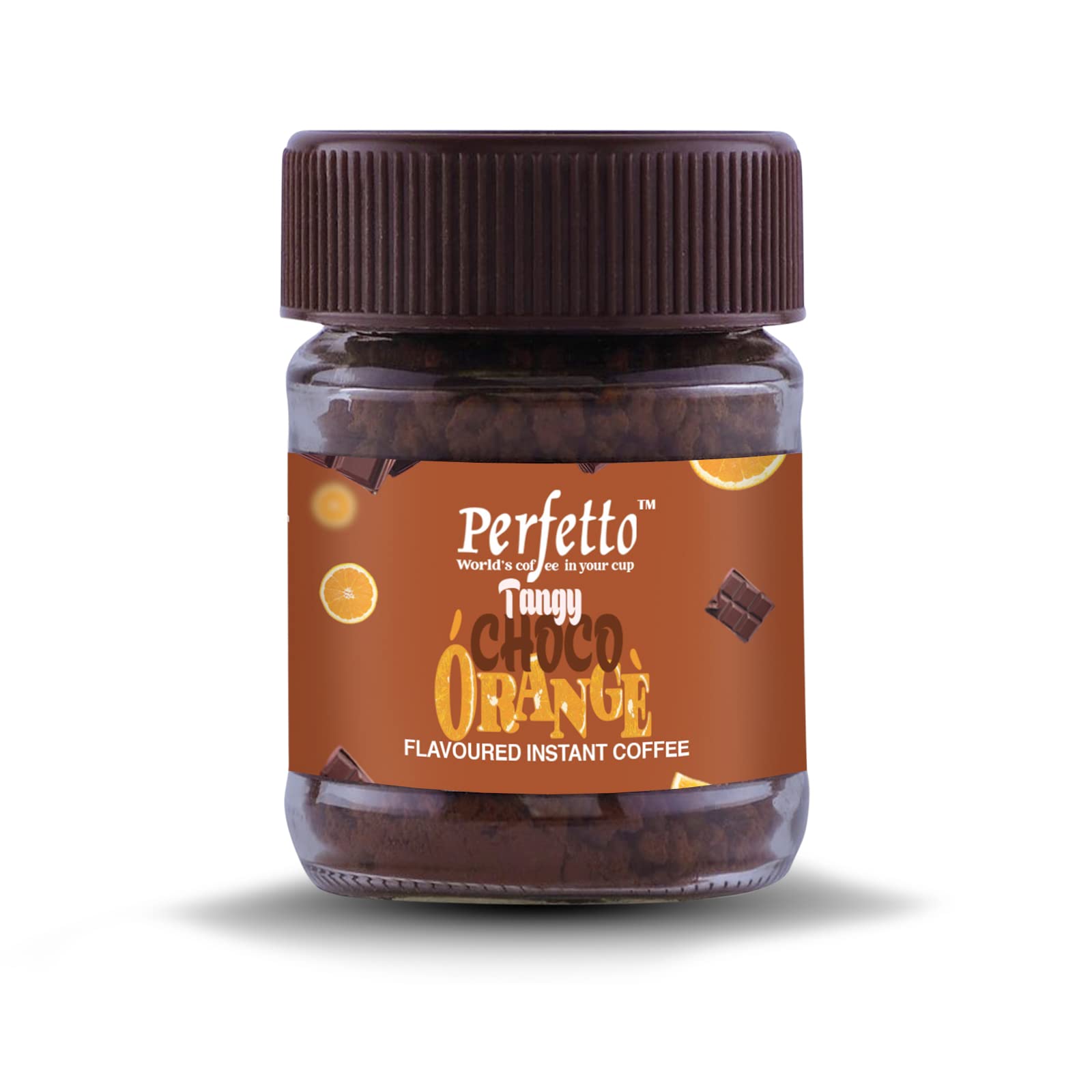 Perfetto Choco Orange Flavoured Instant Coffee Powder 25G Jar | No Added Sugar | No Chicory | 100% Arabica|Premium Arabica Coffee| Freeze dried|Hot & Cold Coffee