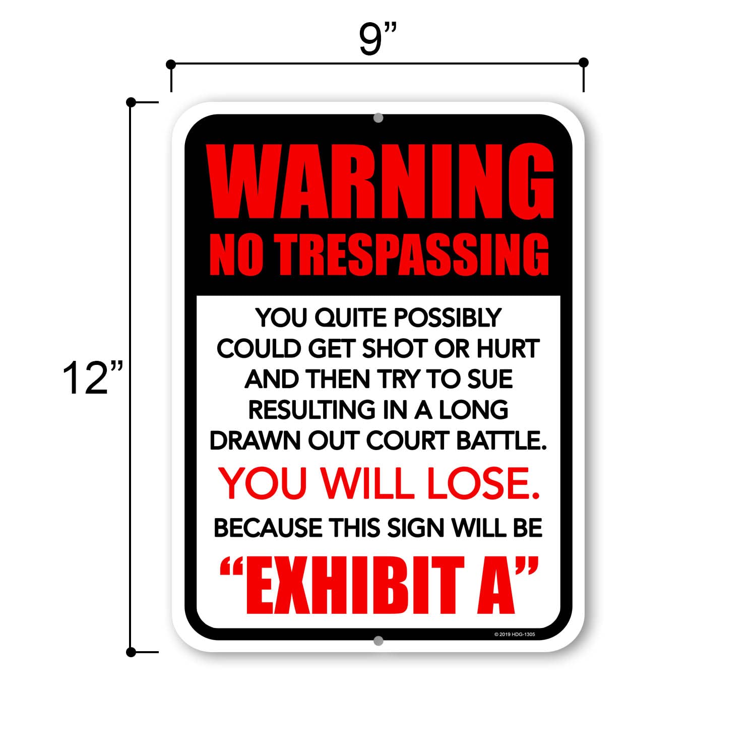 Honey Dew Gifts, Warning No Trespassing You Quite Possibly Could Get Shot, 9 Inch by 12 Inch, Trespassers Will Be Shot Sign - Image 2
