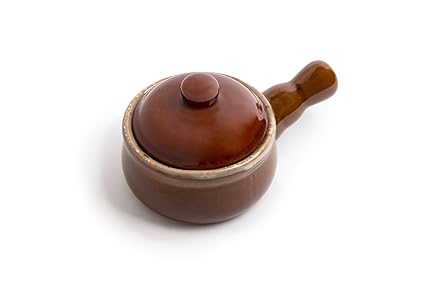 Fox Run 349 Run French Onion Soup Bowl with Lid, 4.75 x 7.75 x 4 inches, Brown