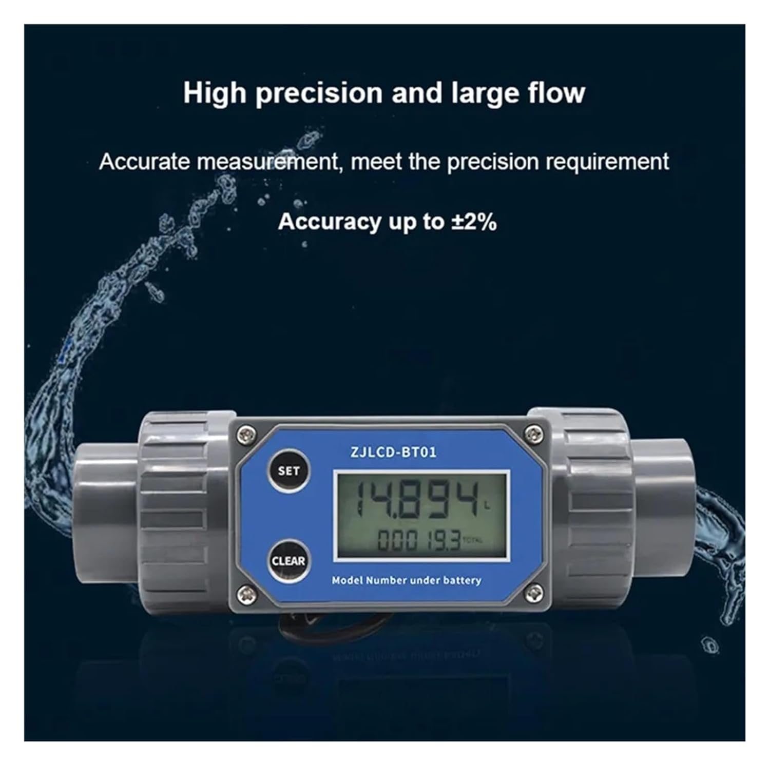 デジタルタービン流量計 電子LCDディスプレイ 液体水量計 農場/庭灌漑用 DN25-DN80 PVCパイプ用 低遅延、高感度(Wi