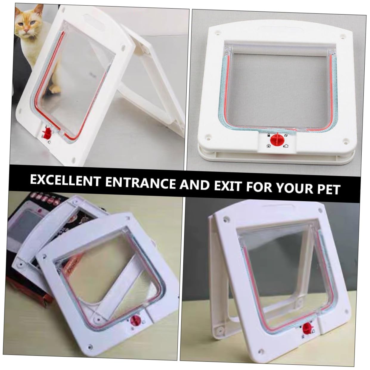 TEHAUX Chatière Contrôlable pour Chats et Petits Chiens, Installation Facile, Nettoyage Simple, Matériau Abs et Acrylique, Lot de 2 Pièces, pour Maison Sécurisée