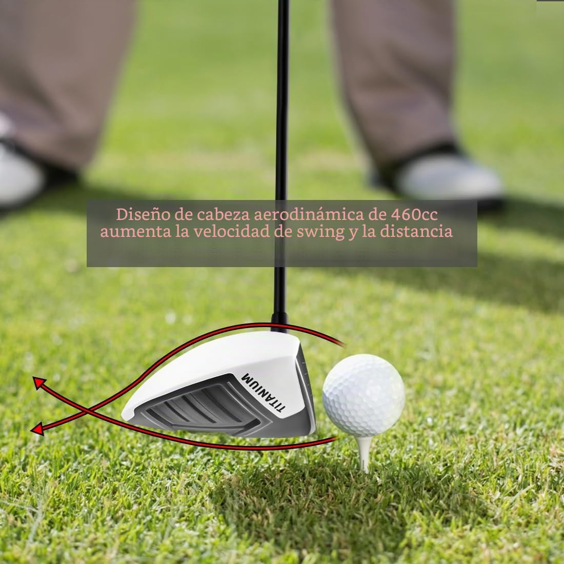 MAZEL Conductor de golf de titanio para hombre, eje de grafito de 45 pulgadas, flexible regular, 460 cc, palos de golf para diestros, funda para cabeza incluida