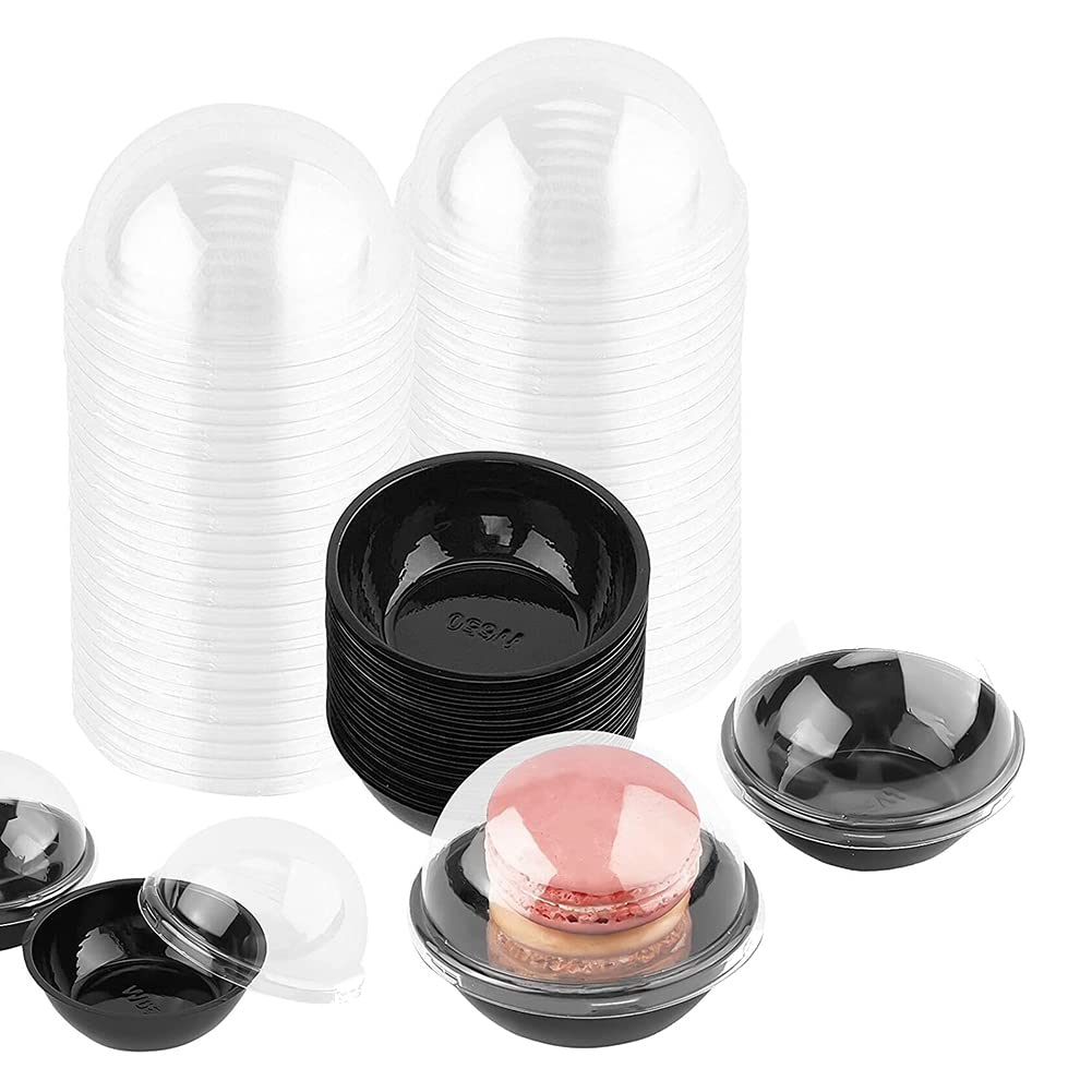Kqcibz 50 Pack Clear Plastic Mini Cupcake Container, Individual Packaging Treat Boxes with Dome Lids for Mini Muffin Macaron