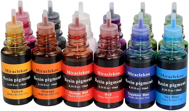 12 Colors Epoxy Resin Color Dye Colorant Liquid Epoxy Resin Pigment,10ml Each,Translucent