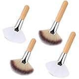 Thinp 4 Pcs Facial Fan Brush,Facial Brushes Esthetician Fan Brushes Esthetician Fluffy Fan Brushes Face Soft Bristle Highlighting Blush with Long and Short Handle for Women Girls Loose Powder Blush