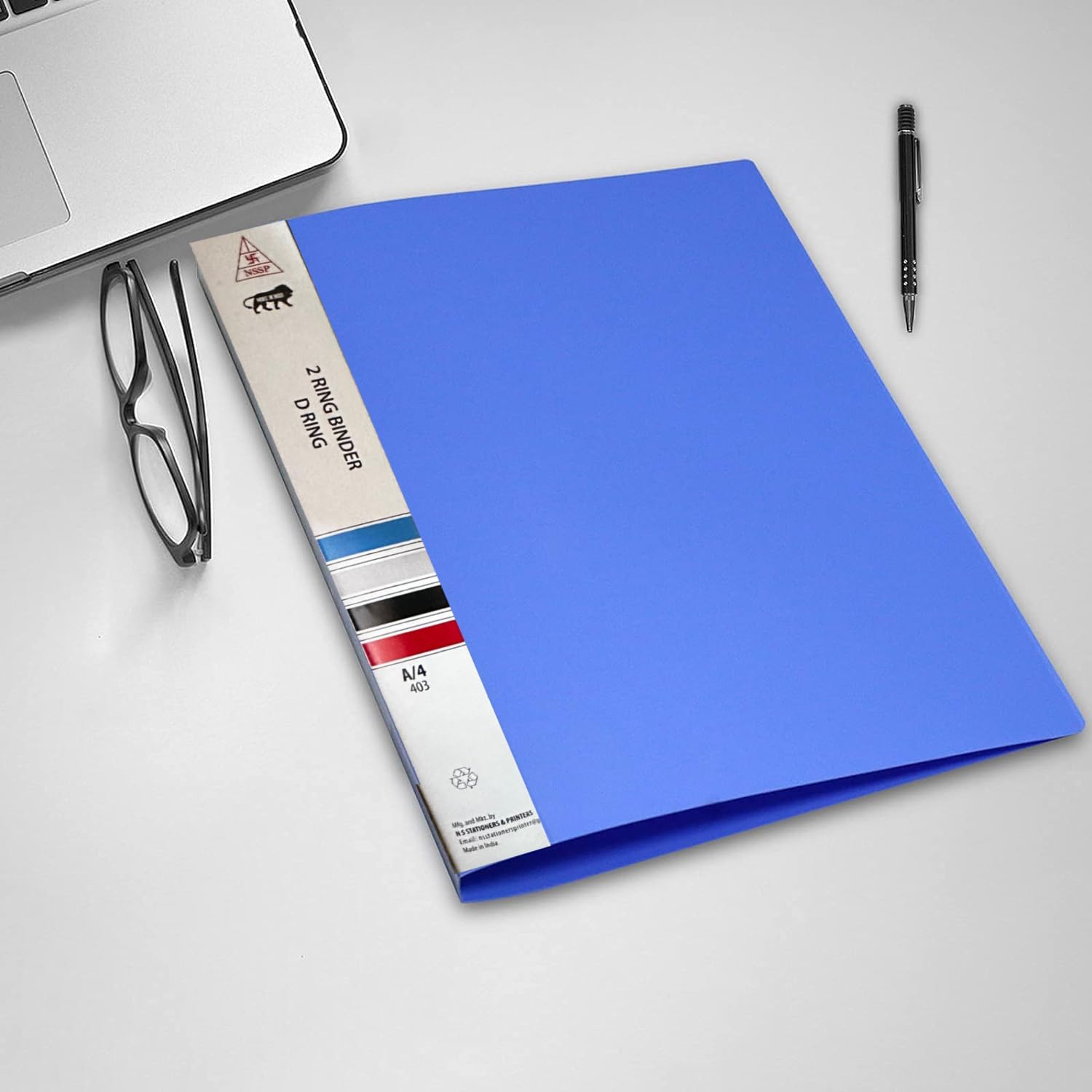 NSSP 2D Ring Binder File| Durable Polyethylene File Folder Document for Professional Use| Holds Upto 250 Sheets (Sky Blue, Pack of 8) 2