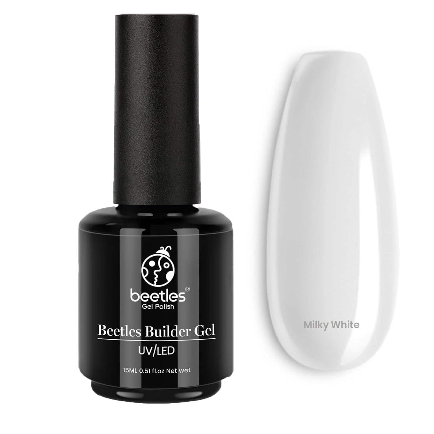 Beetles Milky White Builder Gel for Nails 7 in 1 Strengthener Gel for Nail Extension Building Nail Apex DIY at Home Beauty Gift Sets for Women,Base Coat Need
