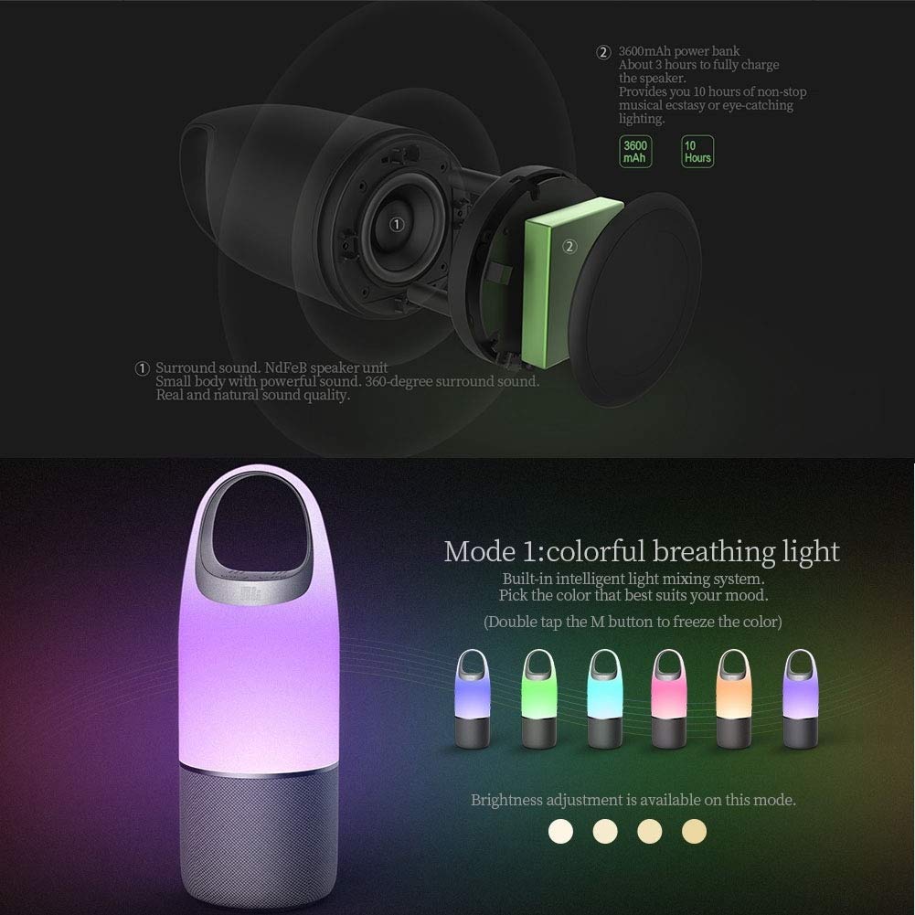 High-Tech Place Haut-Parleur de Bouteille sans Fil Bluetooth sans Fil V4.2 MC3 Pro avec Banque de Puissance de 3600mAh et lumière colorée de LED