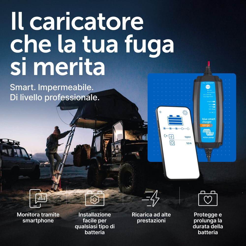 Victron Energy Blue Smart IP65 12-Volt 5 amp 230V, Caricatore Batteria, Bluetooth (CEE 7/17)