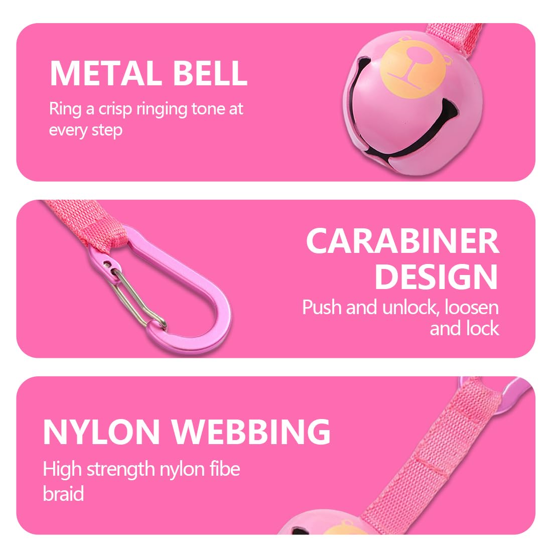 1 Pezzi Campanello Rosa Camping Campanella Anti Orso Campanelli per Orsi Rumorosi Escursionismo Promemoria Campana Campanelli Orso Forte per Gli Escursionisti per Escursionismo Campeggio Attività
