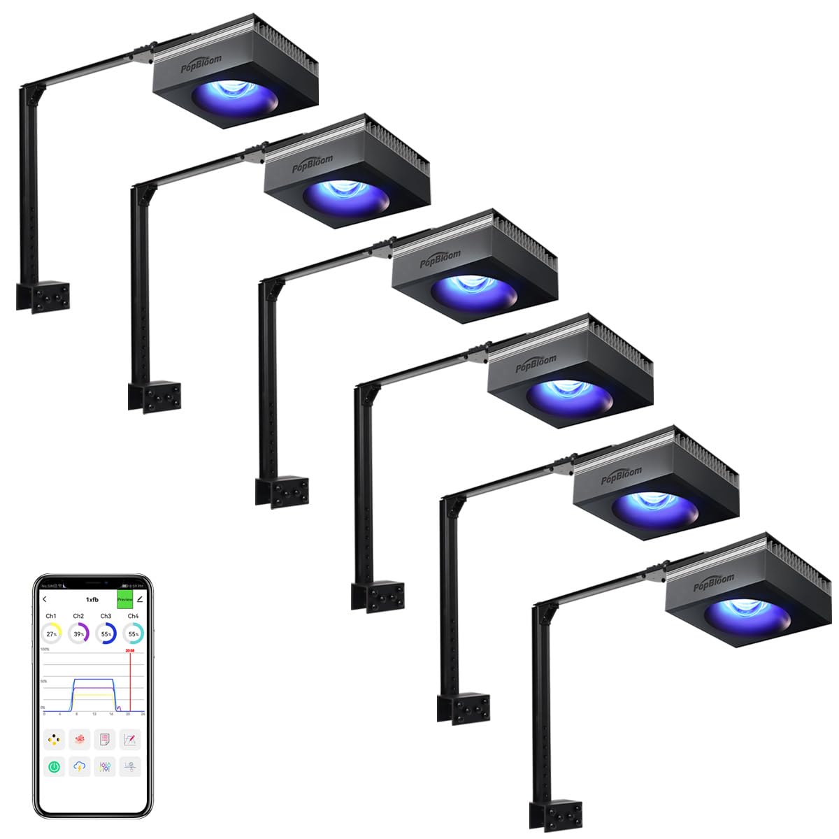 PopBloom社製 フルスペクトル90W LED照明TuringRS90　2個 Amazon.com: PopBloom RL90 Led Aquarium Light for Coral Reef, Smart