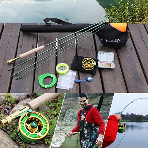 Image of Sougayilang Fly Fishing Rod Reel Combos with Lightweight Portable Fly Rod and CNC-machined Aluminum Alloy Fly Reel,Fly Fishing Complete Starter Package