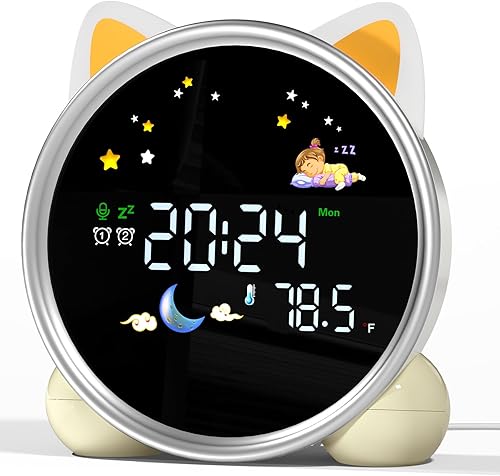 ANALOI Reloj despertador para niños con luz nocturna, reloj de despertador para niños, reloj de permanencia en la cama y entrenamiento para dormir,